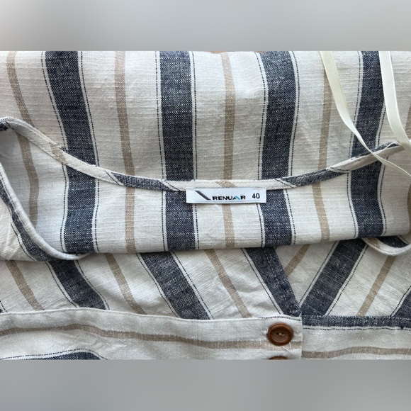 Renuar linen cropped wrap style 3/4 sleeves top - Picture 6 of 8